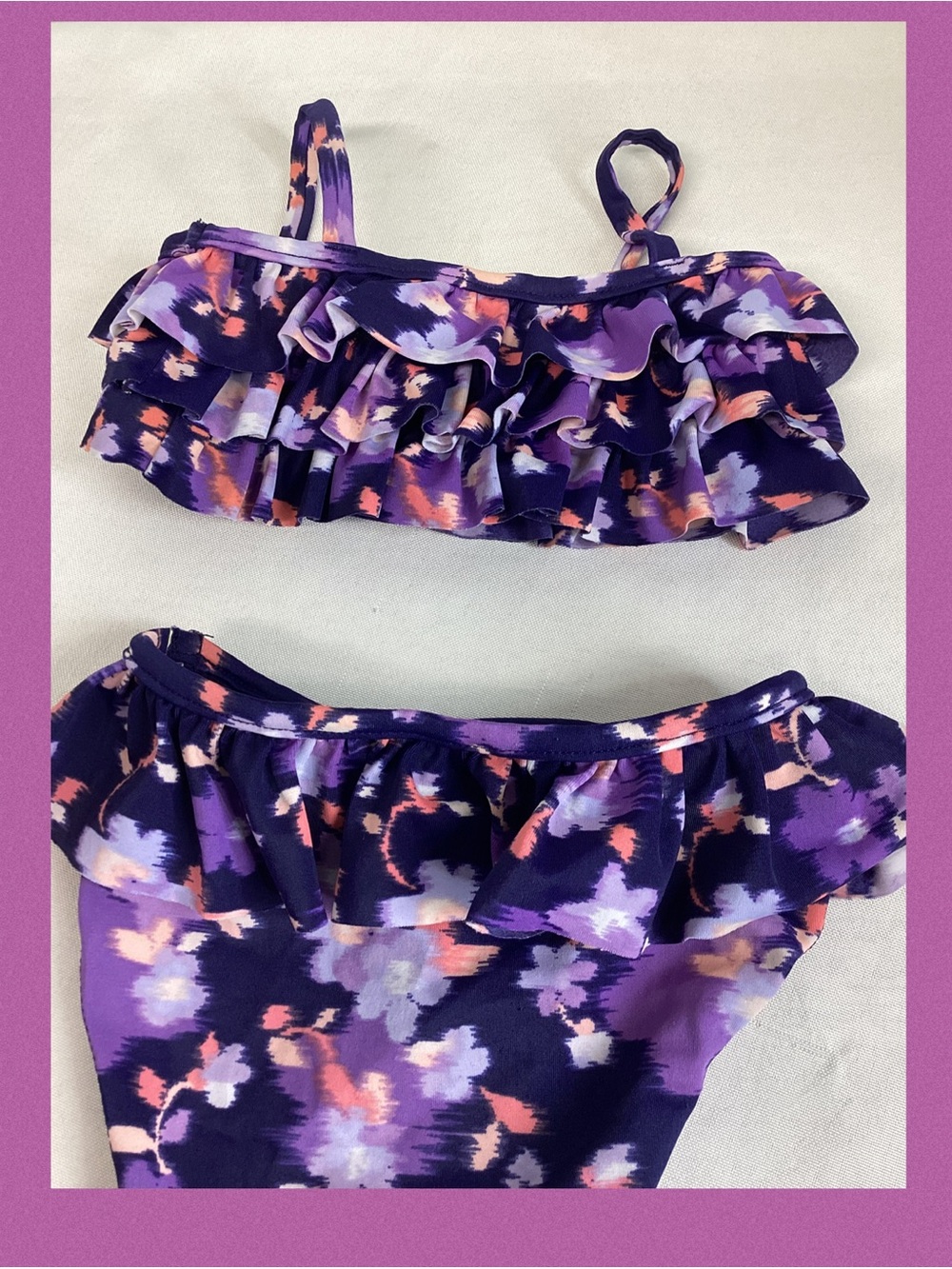 Kids Purple Floral Ruffle Bikini Set.51